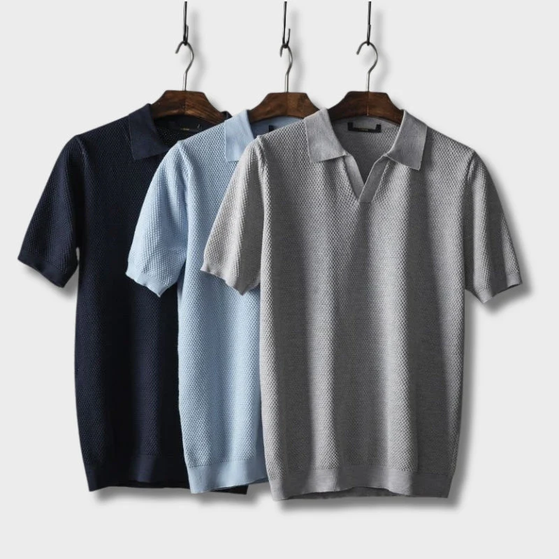 Polo-T-Shirt | V-Ausschnitt | Kurzarm | Polo ohne Knöpfe | Herrenhemden